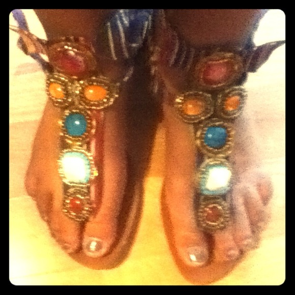 Gladiator sandals with rhinestones