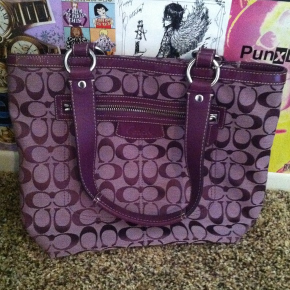 Authentic purple coach tote bag