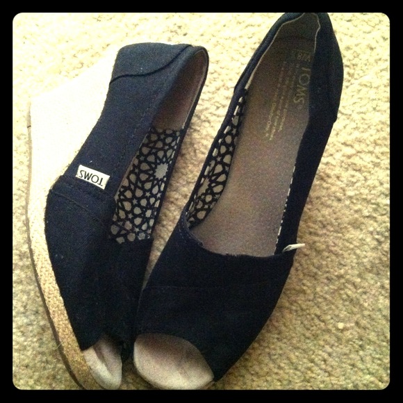 Reserved for @avs--TOMS Black Canvas Wedges