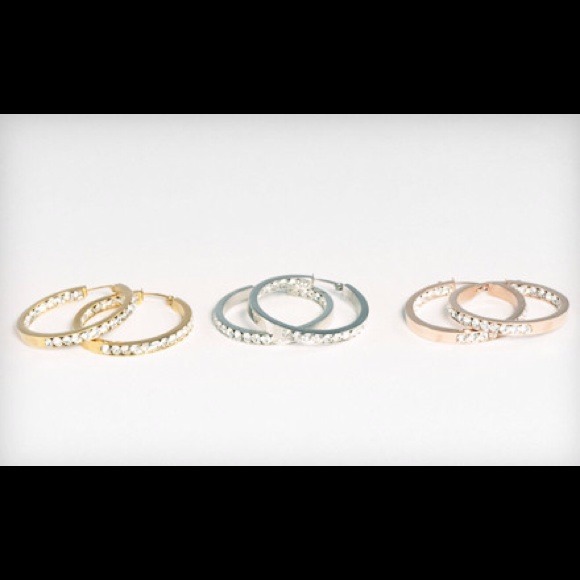 Austrian Crystal Hoop Earrings - Picture 1 of 4