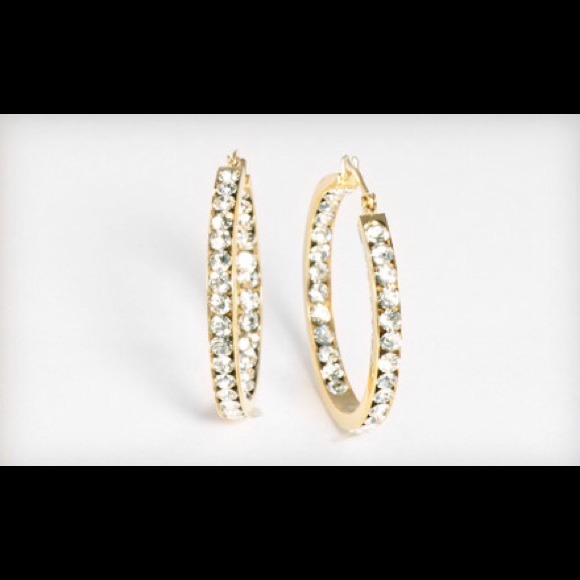 Austrian Crystal Hoop Earrings - Picture 2 of 4