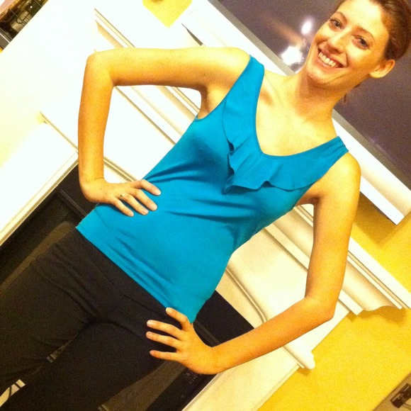 Teal/turquoise ruffle top