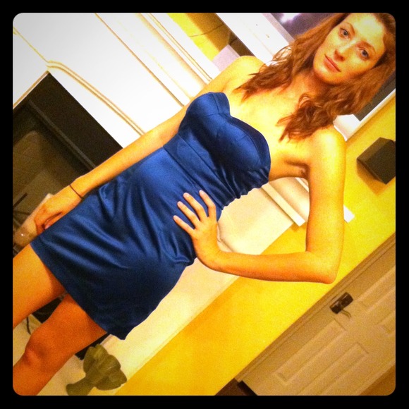 Deep midnight blue strapless dress