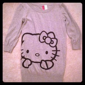 💜SOLD❤NEW H&M 3/4 Sleeve Grey Hello Kitty Sweater