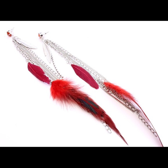 🔴Red Long Feather Earrings🔴