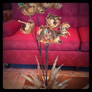 Vintage Brutalist flower art sculpture