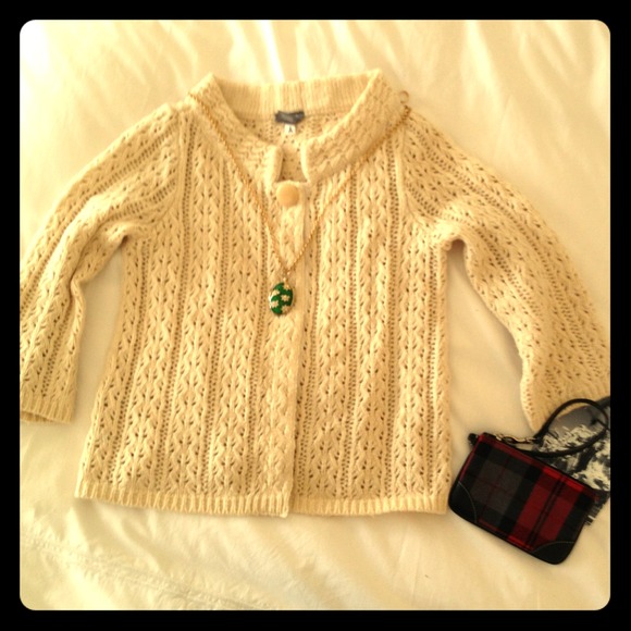Classic Cream Cable Knit Button Down Sweater