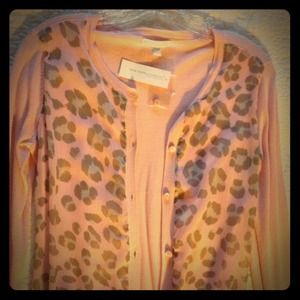 NY&Co 🌸Pink Leopard Cardigan Sweater