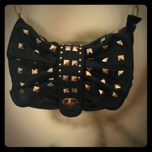 Black studded cross body purse