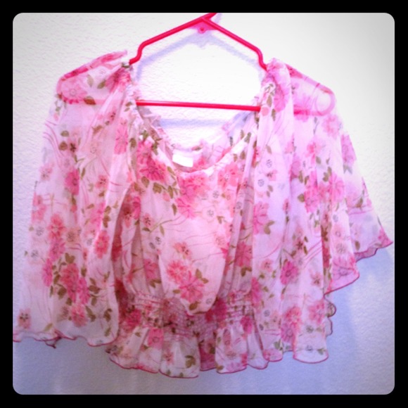 SOLD!!! Beautiful pink sheer top with flowers