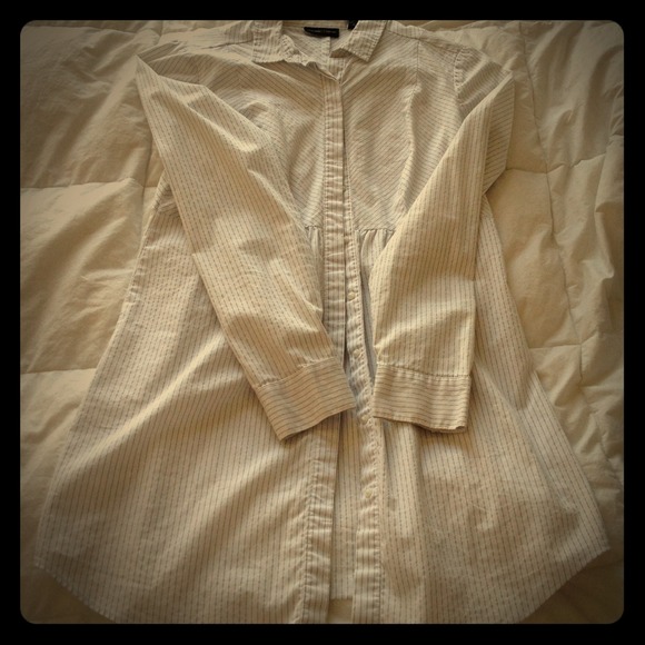 White pinstripe button up tunic