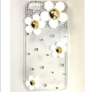 White Daisy Flower Bling iPhone 5 Case