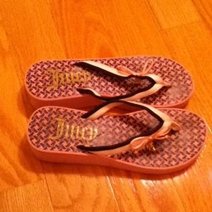 pink juicy couture wedge flip flops