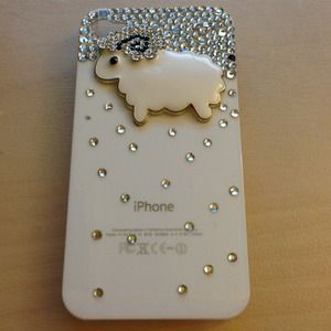 iPhone 4/4s cute sheep rhinestone case