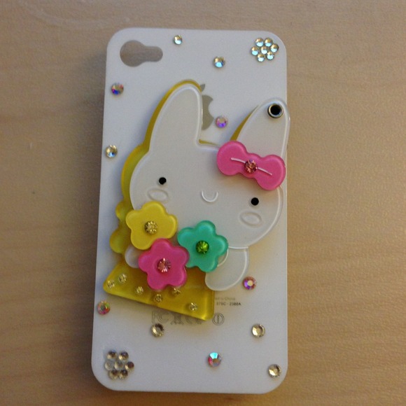 IPhone 4/4s bunny rhinestone mirror case