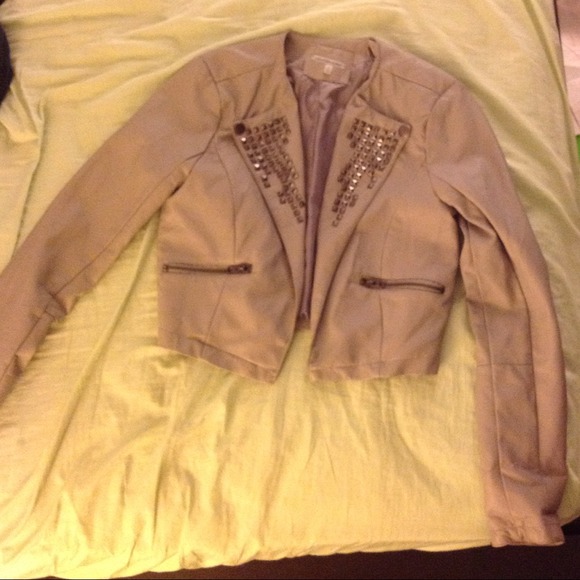 Grey studded crop jacket