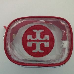 Tory Burch Accessories - Tory Burch clear cosmetic case red logo Tory Burch Accessories - Tory Burch clear cosmetic case red logo