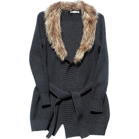 OLD NAVY Knit Belted Wrap Cardigan Sweater in GREY