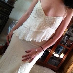 Valentino Dresses & Skirts - Valentino silk cream beaded evening dress Valentino Dresses & Skirts - Valentino silk cream beaded evening dress