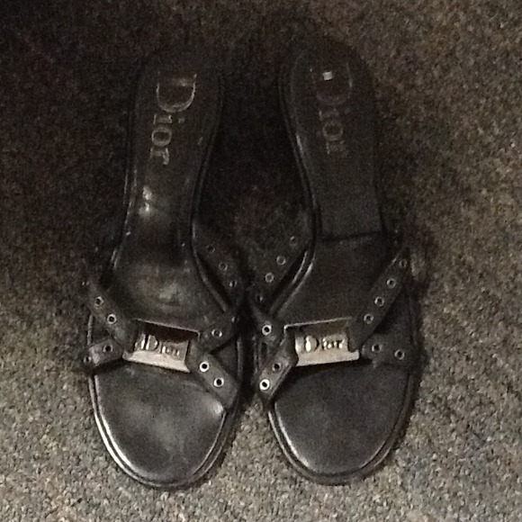 ♨Reduced♨Black Leather Dior Sandals 11.5M