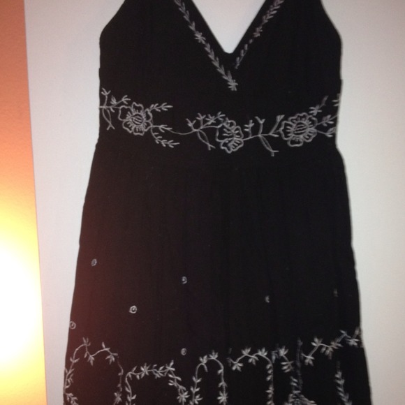 Black embroidered dress