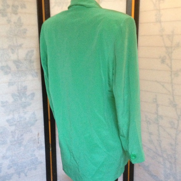 SOLD Vtg August Silk Green Straight Jacket Blazer - Picture 3 of 4