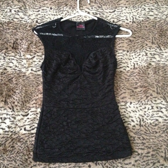 Black scrunch/lace top size small