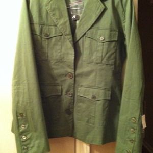 Lined, khaki green jacket. Never worn