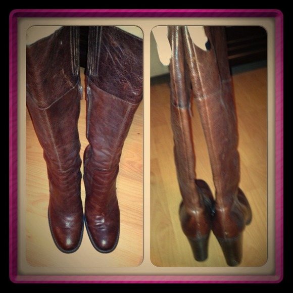 Nine West Sz 9.5 Brown Leather knee high Boots