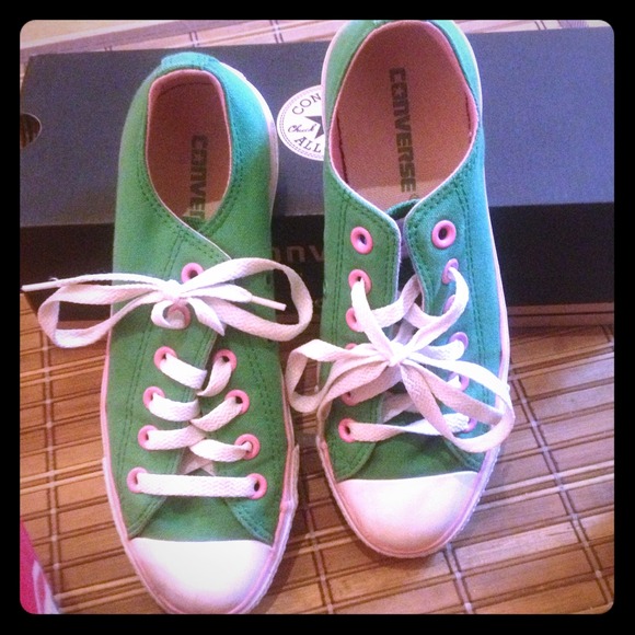 Green and pink converse