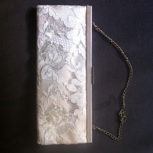 Banana Republic lace and gold clutch