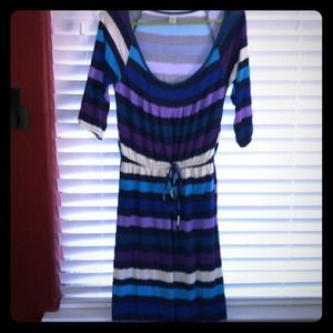 👗@ctrusock!! Grn/brn & striped long sleeve dress