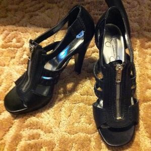 REDUCED!!! Black front zipper shoes.