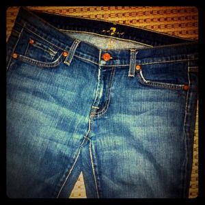 Lightly distressed 7 for All Mankind denim jeans