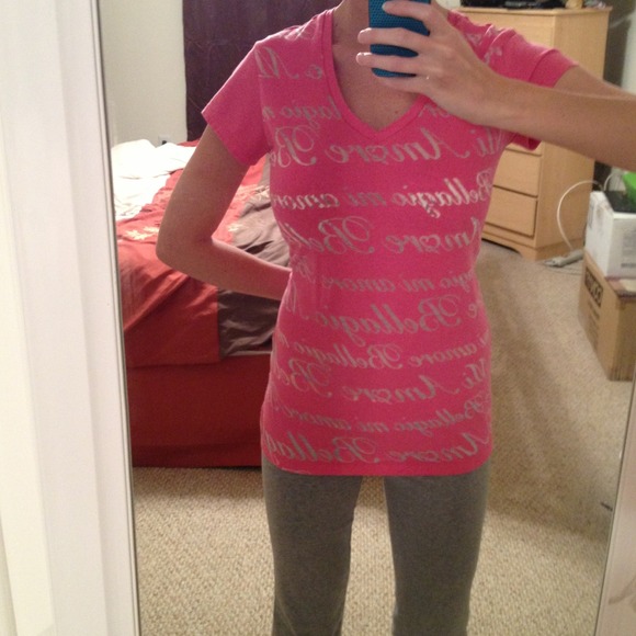 🚫SOLD🚫Pink shirt w/see through lettering