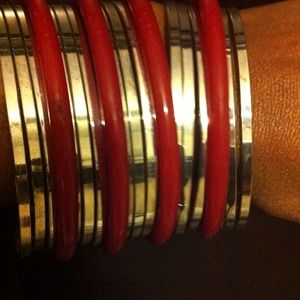 Sliver tone, and deep red Bracelet