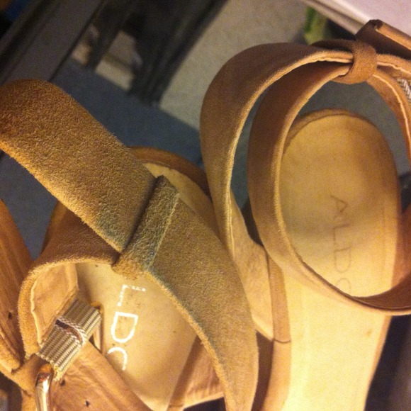 ALDO Shoes - ALDO Taupe Suede Wedges with Ankle Strap ALDO Shoes - ALDO Taupe Suede Wedges with Ankle Strap
