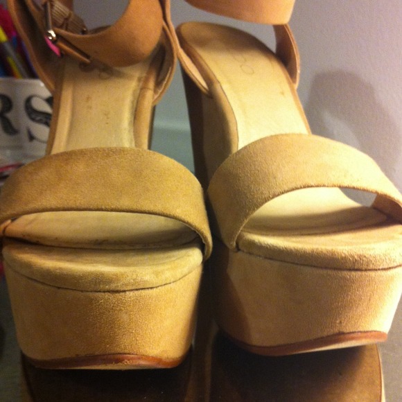 ALDO Shoes - ALDO Taupe Suede Wedges with Ankle Strap ALDO Shoes - ALDO Taupe Suede Wedges with Ankle Strap