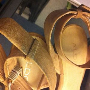 ALDO Shoes - ALDO Taupe Suede Wedges with Ankle Strap ALDO Shoes - ALDO Taupe Suede Wedges with Ankle Strap