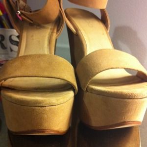 ALDO Shoes - ALDO Taupe Suede Wedges with Ankle Strap ALDO Shoes - ALDO Taupe Suede Wedges with Ankle Strap