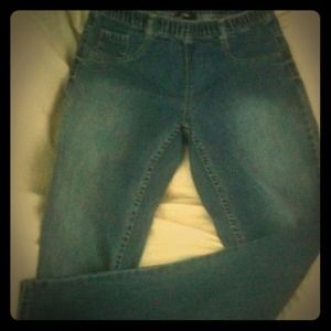 Elastic waist blue jeans