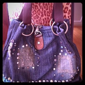 Haute Denim Tote with Leather Accents