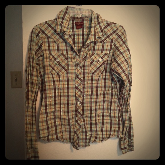 *SOLD*Sparkleplaidbuttonup