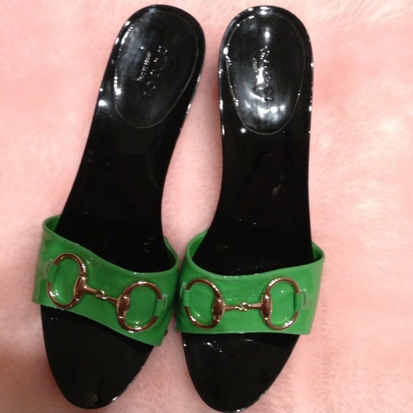 Sold!!Gucci Logo slides heels - Picture 1 of 4