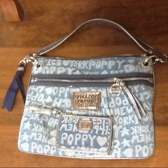 🔴SOLD!🔴Coach Poppy Denim Wordblock Bag & Skinny