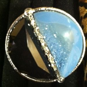 Two-Tone Black, Blue, and Silver Ring