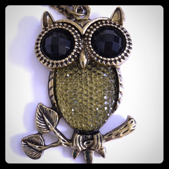 ✴SOLD✴Antique gold tone owl necklace