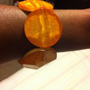 Free gift Stretchy, Orange/ yellow color bracelet