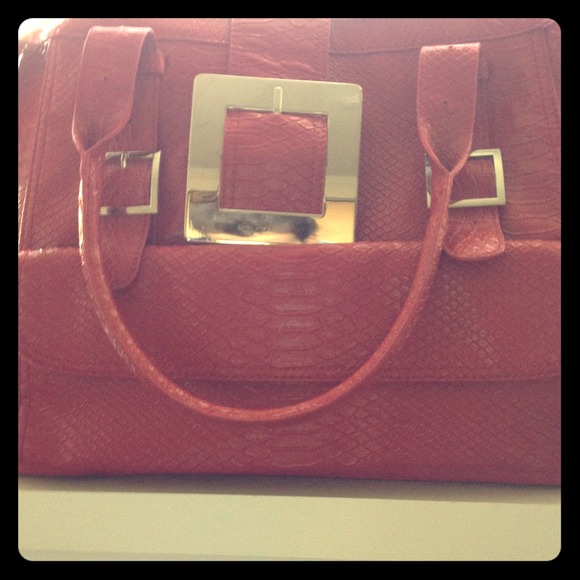 Red snake skin hobo bag