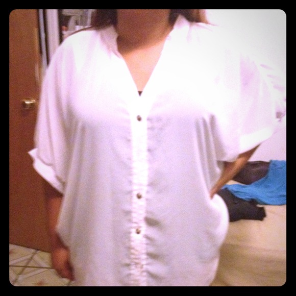 Gold button oversize top